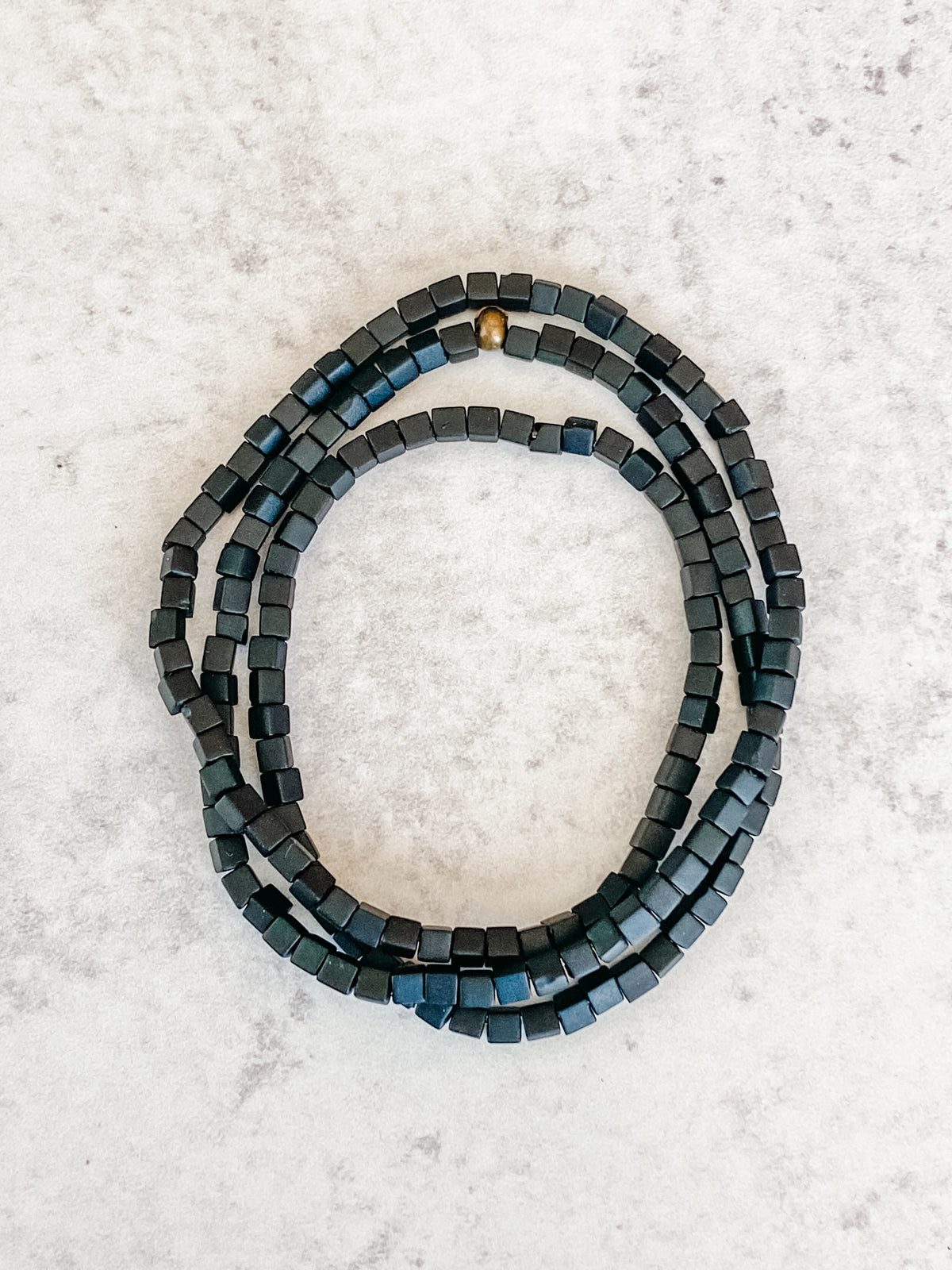 Black Square Bead ~ 20"